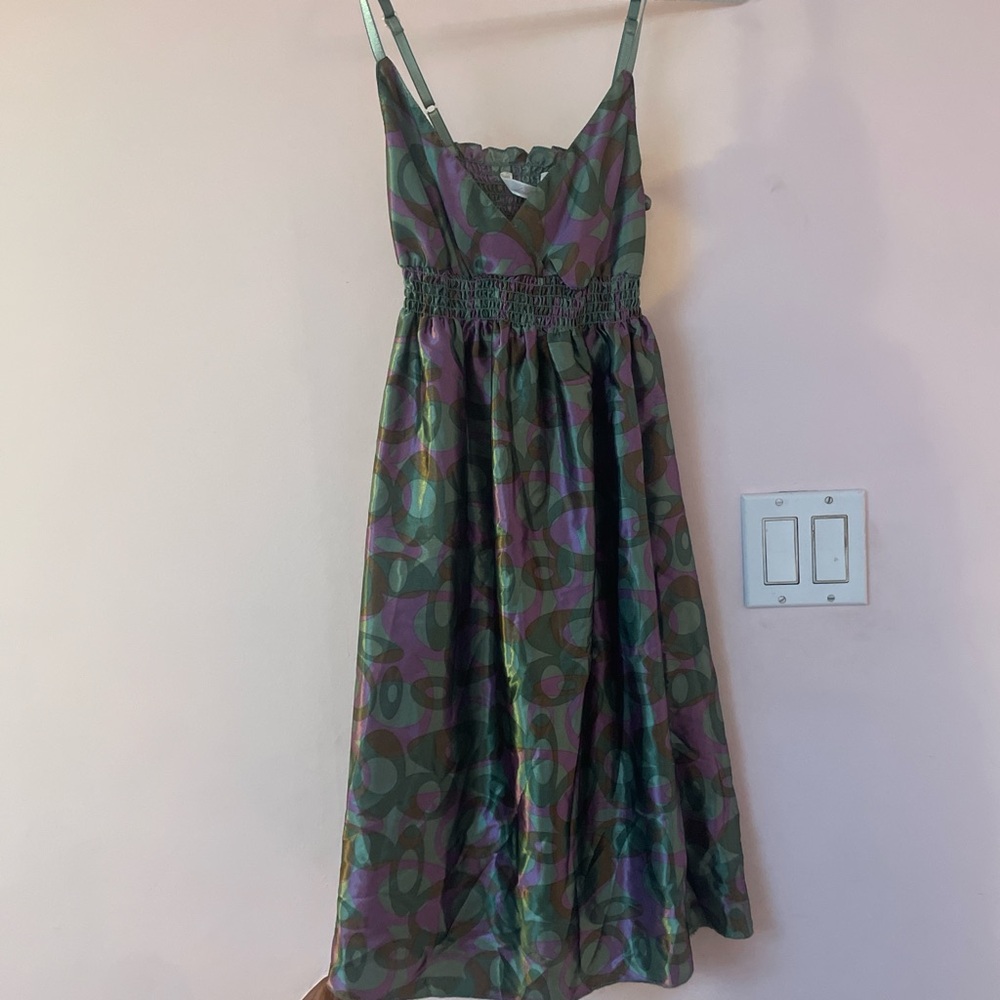 Derek Heart Green and Purple Smocked Dress